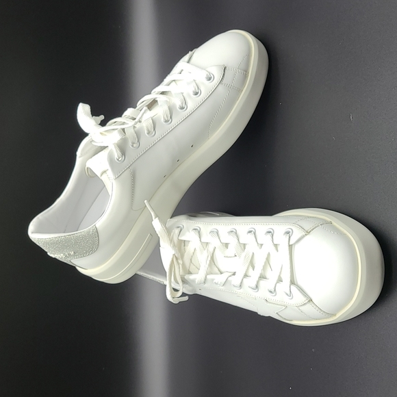 Golden Goose Pure Star glitter detail sneakers sz EU 40 / US 10 white silver - Picture 1 of 12